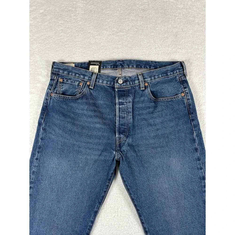 Levi's 501 Premium Irregular Med Wash Denim Jeans Men's Sz 38x34 Button Fly‎ NWT